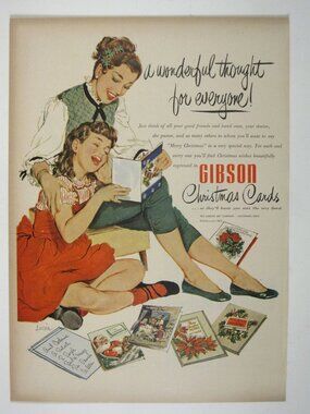Gibson Christmas Cards Vintage 1950s Advertisement Heartwarming Holiday MOD AD